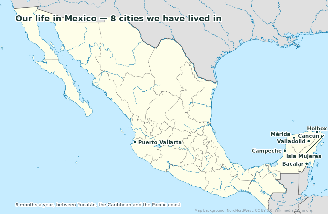 Map of Mexico: the 8 cities where we lived